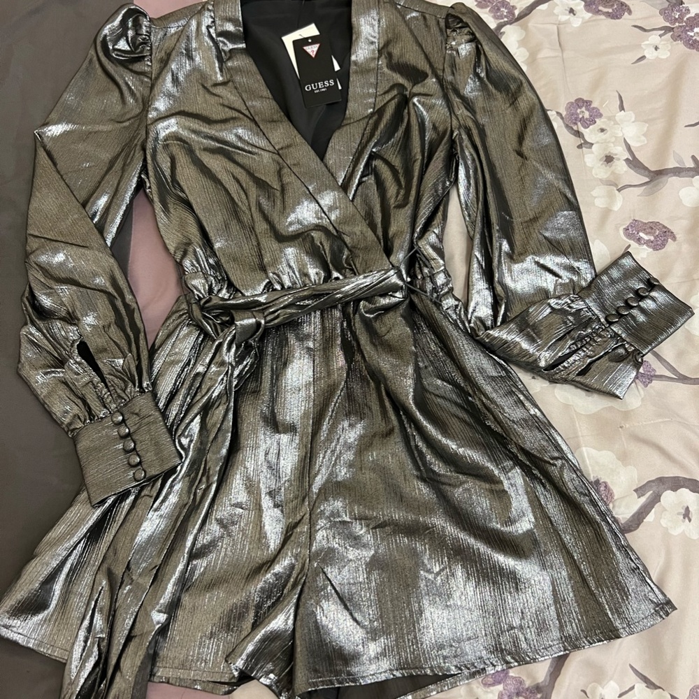 GUESS Romper xsmall NWT | Silver/Metallic | Never Used Brand New | Holiday Dress